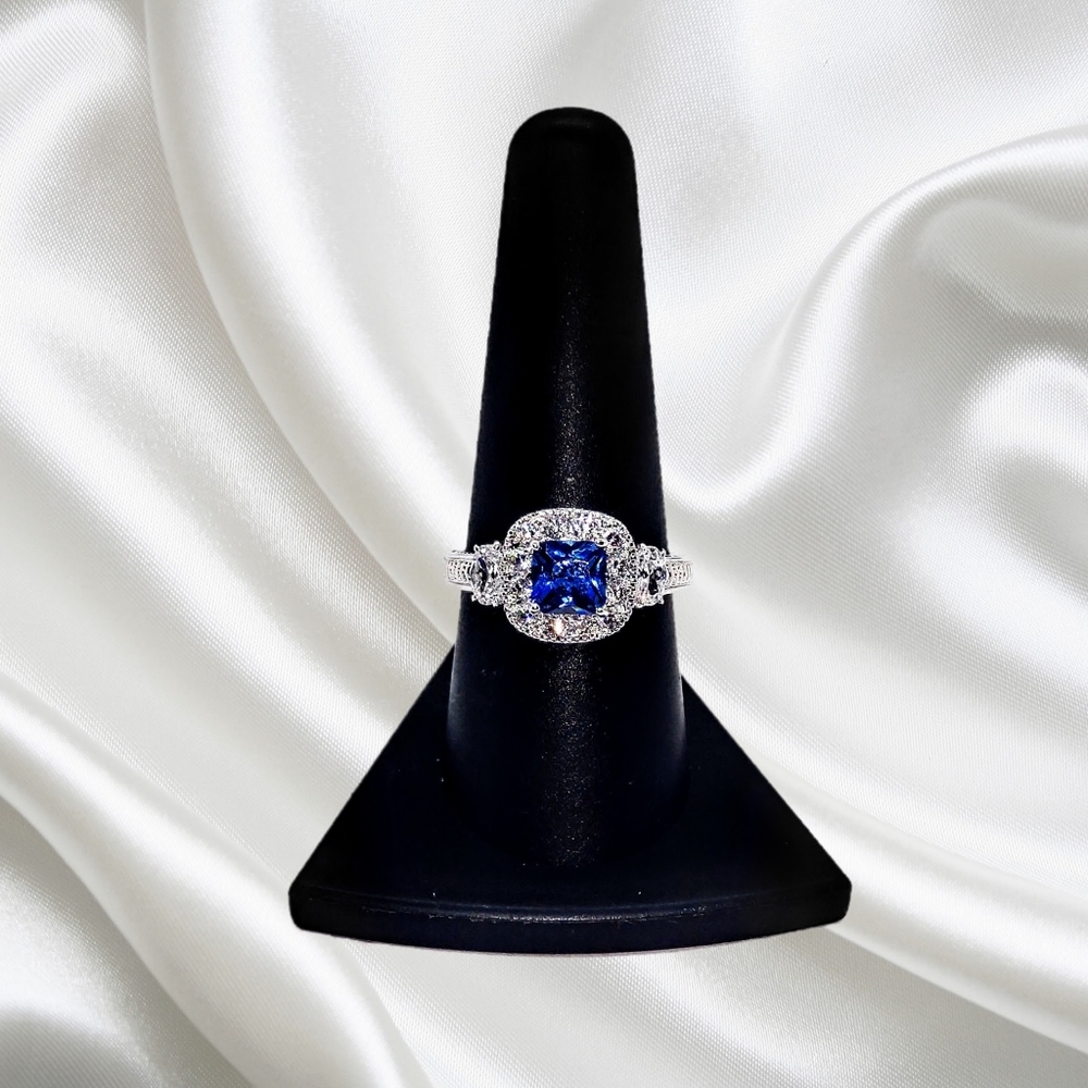 Gorgeous Created Sapphire & CZ Sterling Silver